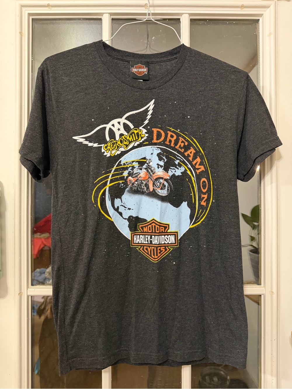 Harley-Davidson Charcoal Graphic 'Dream On' Tee with Multicolor Print